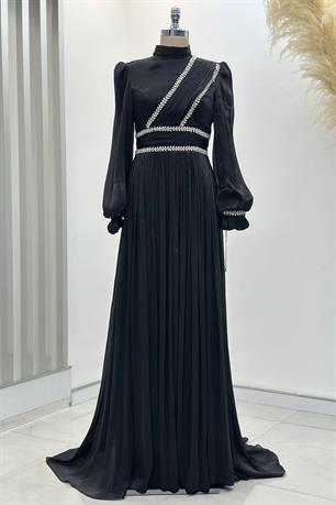 Hermonie Tesettür Abiye Siyah