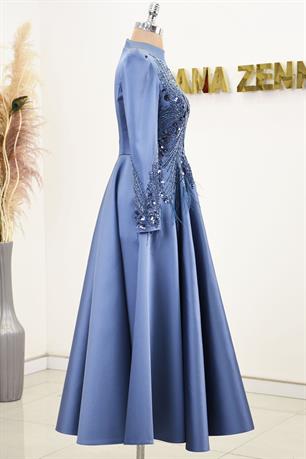 Holly Tesettür Abiye İndigo