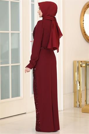 Hürrem Tesettür Abiye Bordo