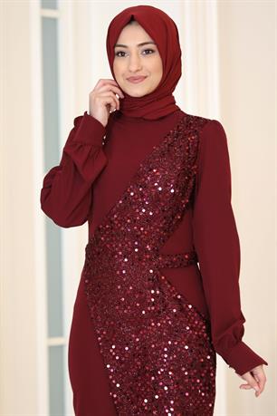 Hürrem Tesettür Abiye Bordo