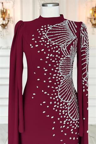 Hüsna Tesettür Abiye Bordo