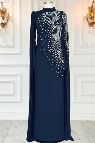 Hüsna Tesettür Abiye Lacivert