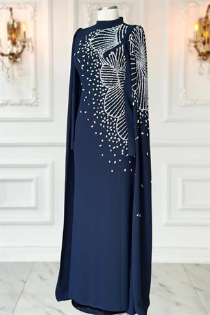 Hüsna Tesettür Abiye Lacivert