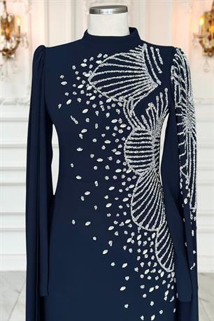 Hüsna Tesettür Abiye Lacivert