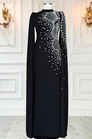 Hüsna Tesettür Abiye Siyah