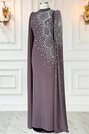 Hüsna Tesettür Abiye Vizon