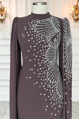 Hüsna Tesettür Abiye Vizon