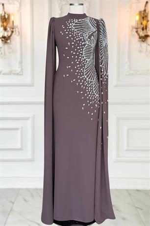 Hüsna Tesettür Abiye Vizon