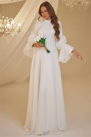 İnci Tesettür Abiye Beyaz