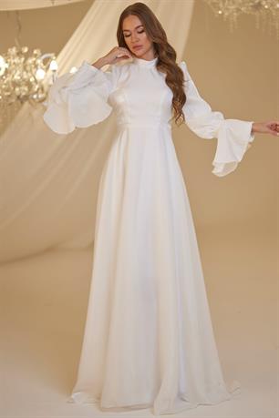 İnci Tesettür Abiye Beyaz