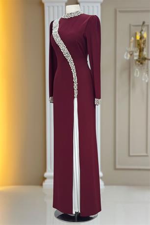 İnci Tesettür Abiye Bordo