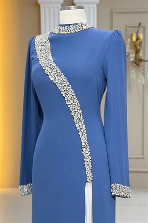 İnci Tesettür Abiye İndigo