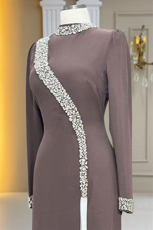 İnci Tesettür Abiye Vizon