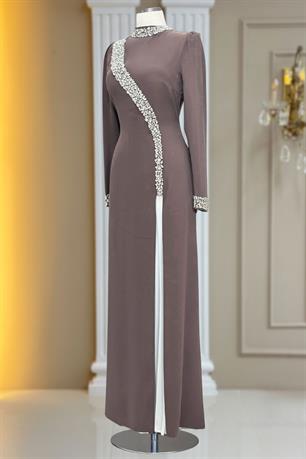 İnci Tesettür Abiye Vizon