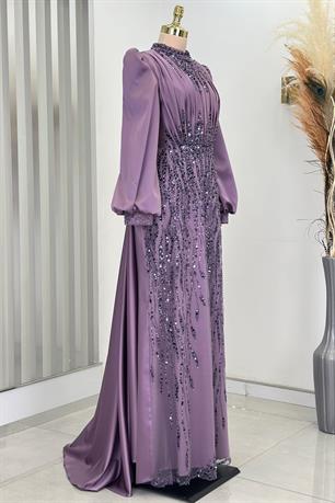 İncilay Tesettür Abiye Lila