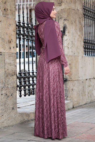 İpek Tesettür Abiye Lila