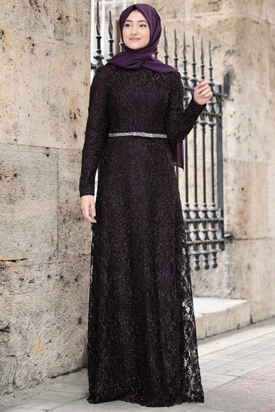 İpek Tesettür Abiye Mor