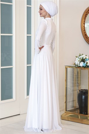 Işıl Tesettür Abiye Beyaz