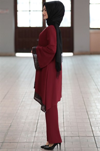 Işıl Tesettür Takım Bordo