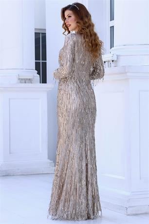 Işıltı Tesettür Abiye Gold