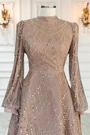 Karina Tesettür Abiye Gold