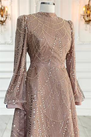 Karina Tesettür Abiye Gold