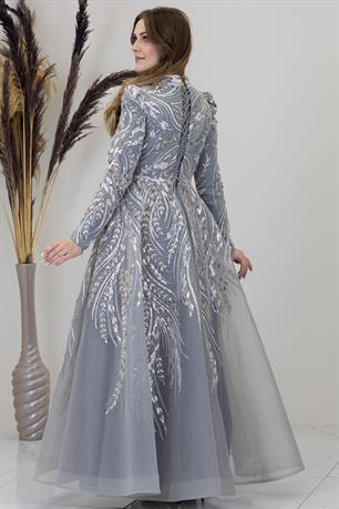 Kayra Tesettür Abiye Gri