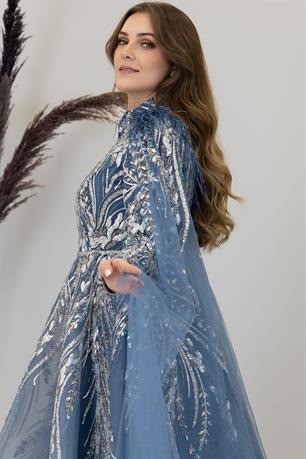 Kayra Tesettür Abiye İndigo