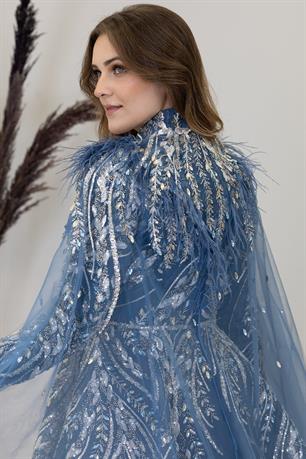 Kayra Tesettür Abiye İndigo