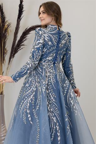 Kayra Tesettür Abiye İndigo