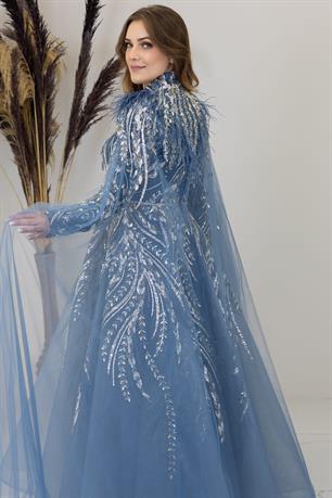 Kayra Tesettür Abiye İndigo