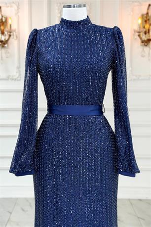 Kayra Tesettür Abiye Lacivert