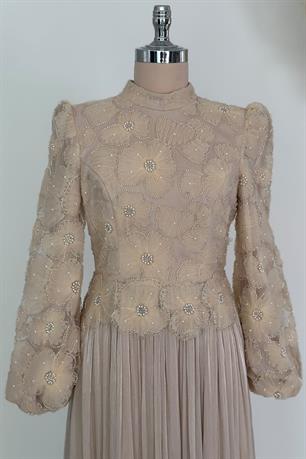 Kitty Tesettür Abiye Bej