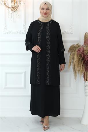 Kristal Tesettür Abiye Siyah