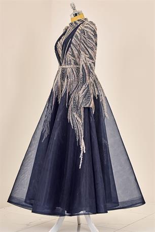 Kübra Tesettür Abiye Lacivert