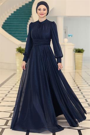 Kübra Tesettür Abiye Lacivert