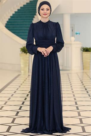 Kübra Tesettür Abiye Lacivert