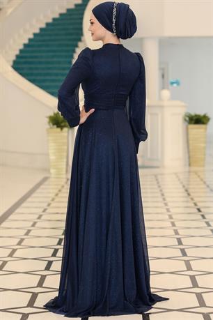 Kübra Tesettür Abiye Lacivert