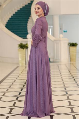 Kübra Tesettür Abiye Lavanta