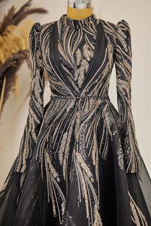 Kübra Tesettür Abiye Siyah