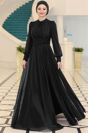 Kübra Tesettür Abiye Siyah