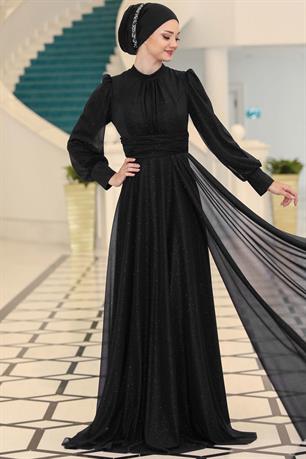 Kübra Tesettür Abiye Siyah