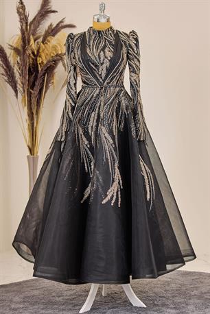 Kübra Tesettür Abiye Siyah