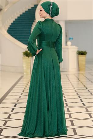 Kübra Tesettür Abiye Zümrüt