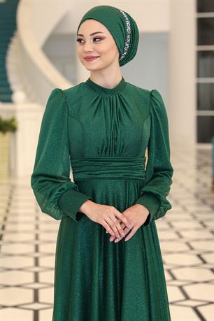 Kübra Tesettür Abiye Zümrüt