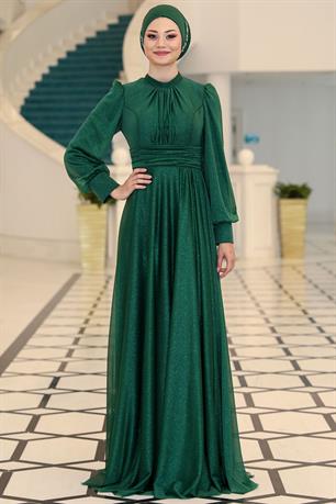 Kübra Tesettür Abiye Zümrüt