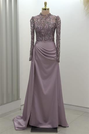 Lalissa Tesettür Abiye Lila