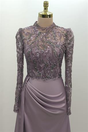 Lalissa Tesettür Abiye Lila