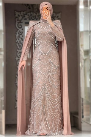 Lamia Tesettür Abiye Gül Kurusu