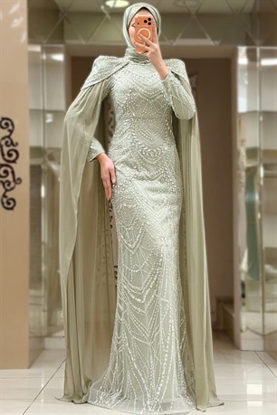 Lamia Tesettür Abiye Mint